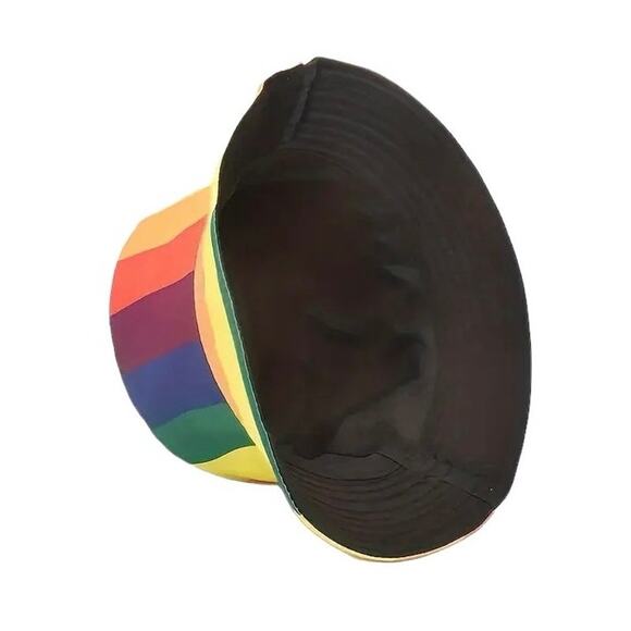 Rainbow Multicolor Striped Reversible Bucket Hat - Picture 3 of 5